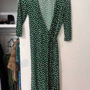 Reformation Green Floral Midi Wrap Dress